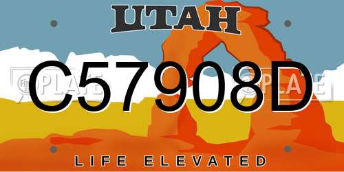 C57908D Utah License Plate