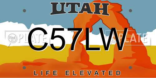 C57LW Utah License Plate