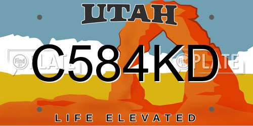 C584KD Utah License Plate