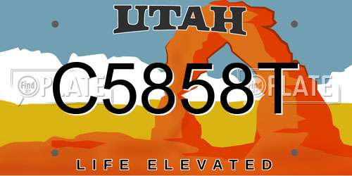 C5858T Utah License Plate