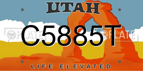 C5885T Utah License Plate