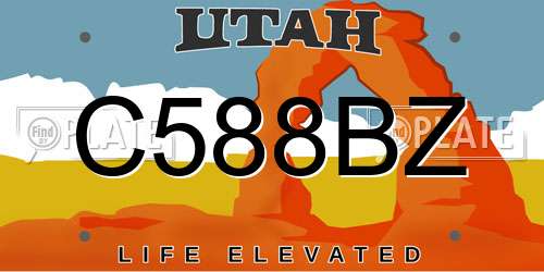 C588BZ Utah License Plate