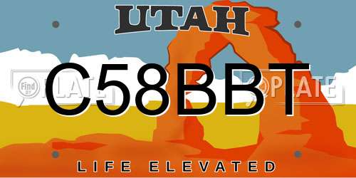 C58BBT Utah License Plate