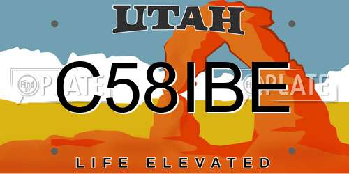 C58IBE Utah License Plate