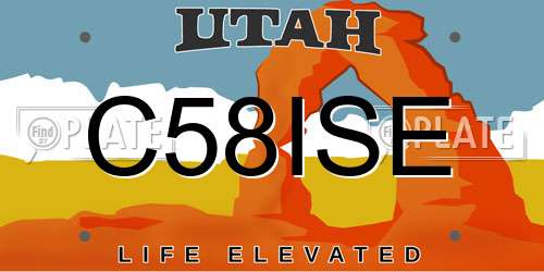 C58ISE Utah License Plate
