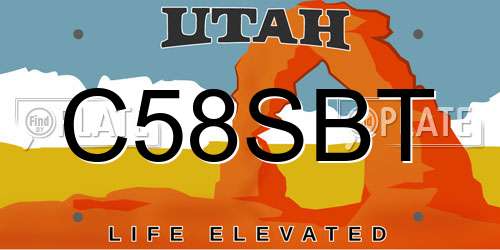 C58SBT Utah License Plate