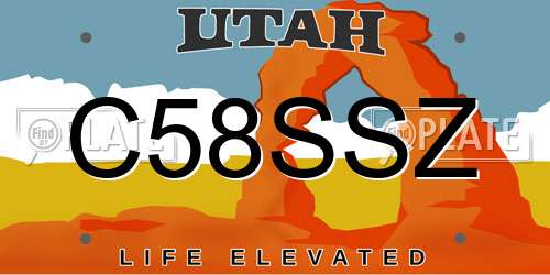 C58SSZ Utah License Plate