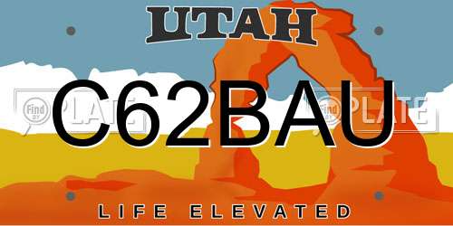 C62BAU Utah License Plate