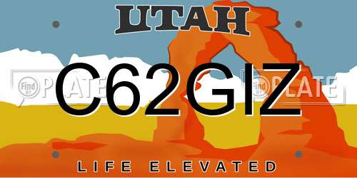 C62GIZ Utah License Plate