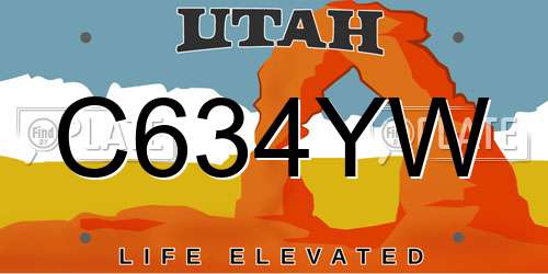 C634YW Utah License Plate