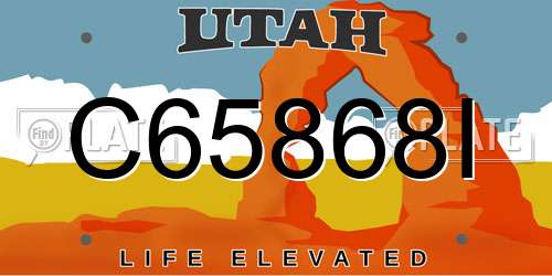 C65868I Utah License Plate