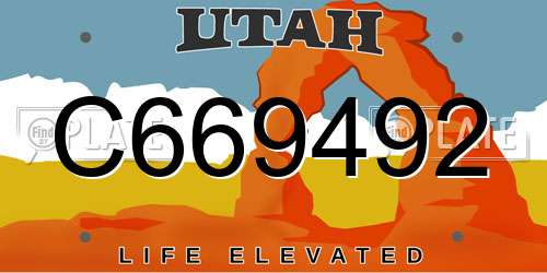 C669492 Utah License Plate