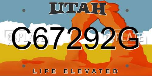 C67292G Utah License Plate