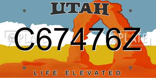 C67476Z Utah License Plate