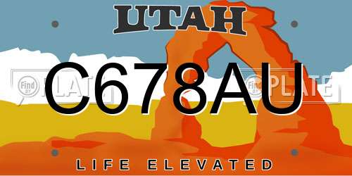 C678AU Utah License Plate