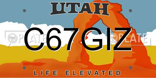 C67GIZ Utah License Plate