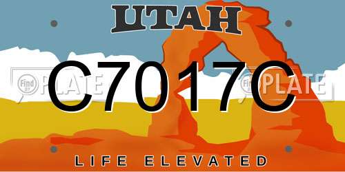 C7017C Utah License Plate