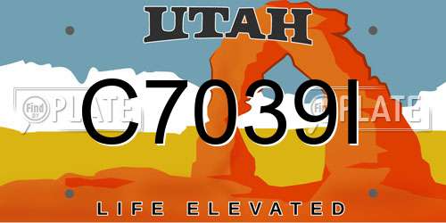 C7039I Utah License Plate
