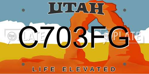 C703FG Utah License Plate