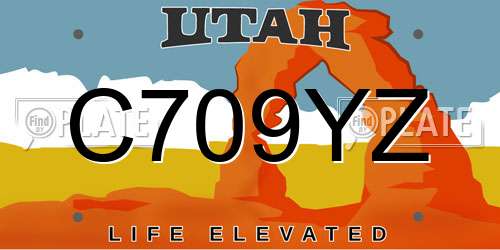 C709YZ Utah License Plate