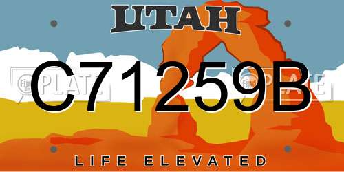 C71259B Utah License Plate