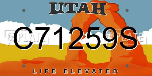 C71259S Utah License Plate