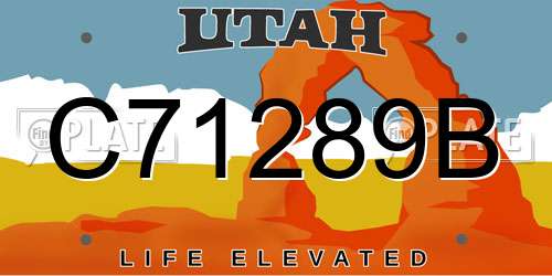 C71289B Utah License Plate