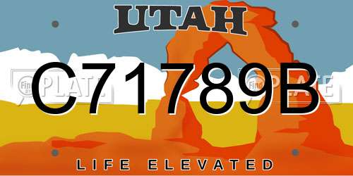 C71789B Utah License Plate