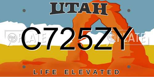 C725ZY Utah License Plate