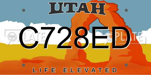 C728ED Utah License Plate