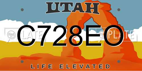 C728EO Utah License Plate