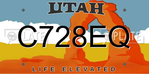 C728EQ Utah License Plate