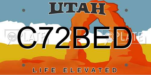 C72BED Utah License Plate