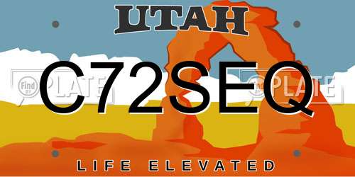 C72SEQ Utah License Plate