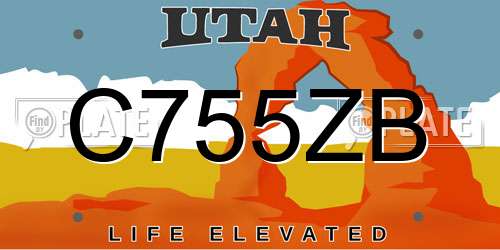 C755ZB Utah License Plate