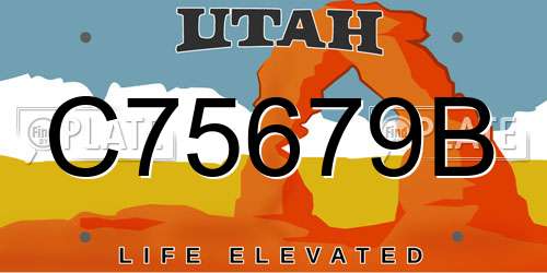 C75679B Utah License Plate