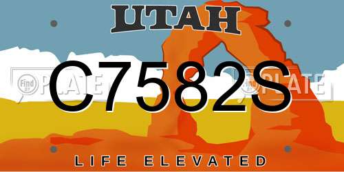 C7582S Utah License Plate