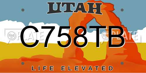 C758TB Utah License Plate