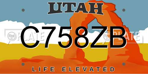 C758ZB Utah License Plate