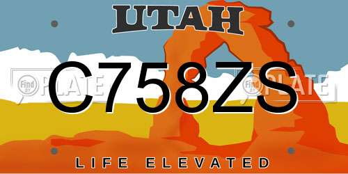 C758ZS Utah License Plate
