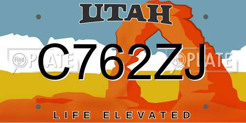 C762ZJ Utah License Plate