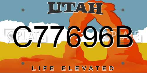 C77696B Utah License Plate