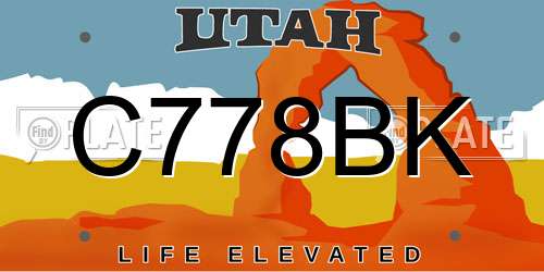 C778BK Utah License Plate