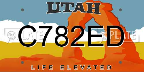 C782ED Utah License Plate