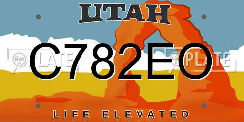C782EO Utah License Plate