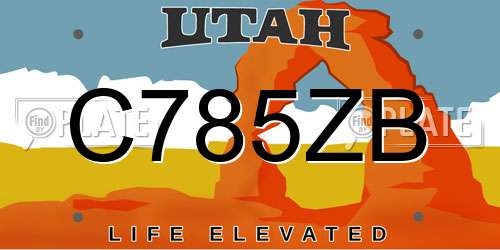 C785ZB Utah License Plate