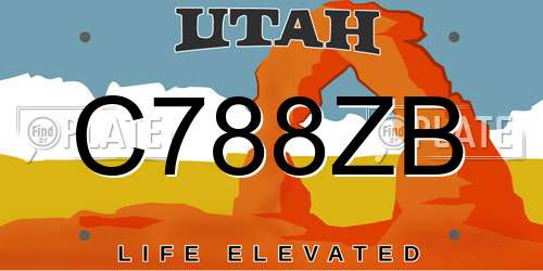 C788ZB Utah License Plate