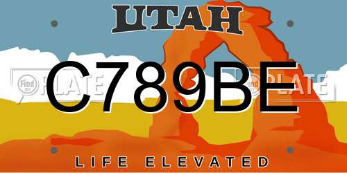 C789BE Utah License Plate