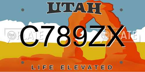 C789ZX Utah License Plate