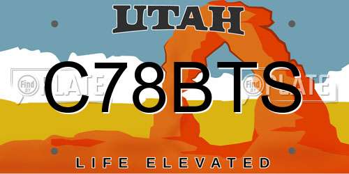 C78BTS Utah License Plate